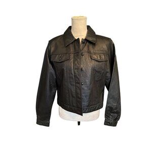 Indeed Genuine Leather Racer Moto Jacket Black  Size M READ Classic Outerwear